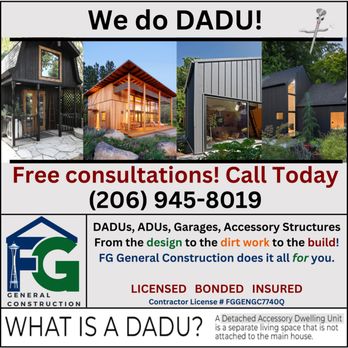 FG General Construction - DADUs, ADUs, Garages - General Contractors Near Me FG General Construction - DADUs, ADUs, Garages - General Contractors Near Me