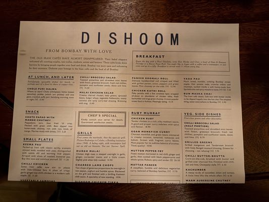 Menu photo 1 Dishoom London, XGL