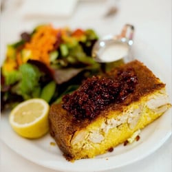 Saffron Food Lovers Food truck - Tahchin (crispy baked saffron rice with chicken)