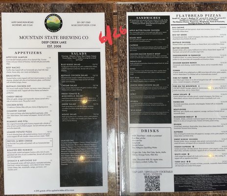 Menu photo 2 Mountain State Brewing McHenry, MD Menu photo 2 Mountain State Brewing McHenry, MD