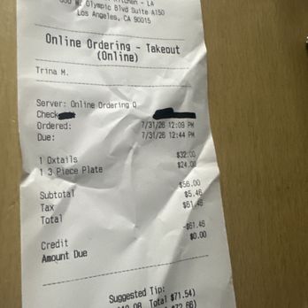 Fixins Soul Kitchen - My receipt for this tough alleged oxtails & 3 pc. salt infused chicken plate - Soul Food Near Me - Los Angeles, California Fixins Soul Kitchen - My receipt for this tough alleged oxtails & 3 pc. salt infused chicken plate - Soul Food Near Me - Los Angeles, California