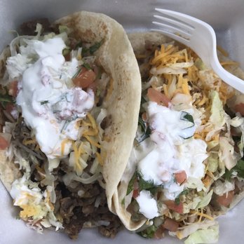 La Salsita - One chicken and one beef taco to go. - Mexican Near Me - Beaumont, Texas