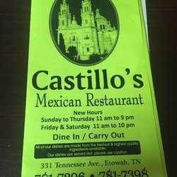 Castillo’s - Cover page of menu