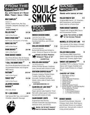 Menu photo 1 Soul & Smoke Evanston, IL Menu photo 1 Soul & Smoke Evanston, IL