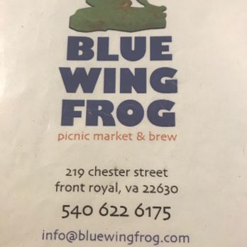 Blue Wing Frog - Front of menu @travelwinefoodie - New American Near Me - Strasburg, Virginia