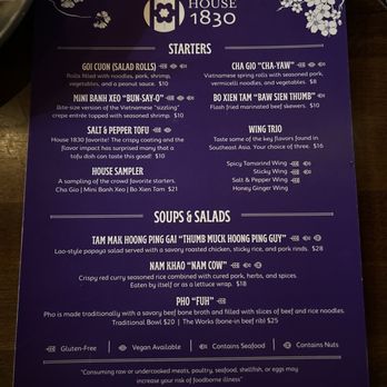 House 1830 - Menu - Cocktail Bars Near Me - Rogers, Arkansas