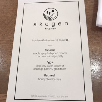 Skogen Kitchen - Kids Menu for the parents out there. - New American Near Me - Custer, South Dakota