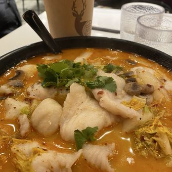 Deer Garden Signatures - Szechuan spicy soup (quite spicy) with fish fillet - Chinese Near Me - Toronto, Ontario Deer Garden Signatures - Szechuan spicy soup (quite spicy) with fish fillet - Chinese Near Me - Toronto, Ontario