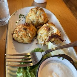 Petite Crab Cake Trio appetizer. Great size for an app, I could only eat 2 and took one to go! Petite Crab Cake Trio appetizer. Great size for an app, I could only eat 2 and took one to go!