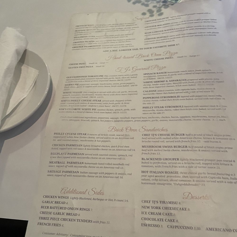 TJ's Italian Cafe - Menu - Italian Near Me - Indian Rocks Beach, Florida TJ's Italian Cafe - Menu - Italian Near Me - Indian Rocks Beach, Florida