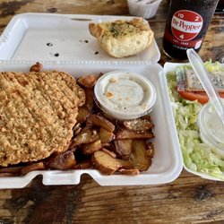 Villager's Cafe - Chicken-Fried Steak Plate: the Home Fries make it special!