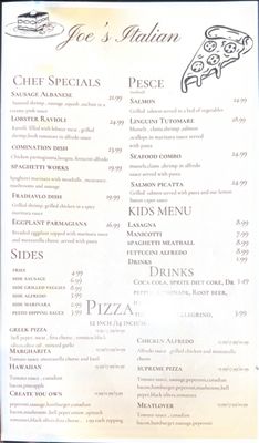 Menu photo 2 Joe's Italian Restaurant Taylor, TX Menu photo 2 Joe's Italian Restaurant Taylor, TX