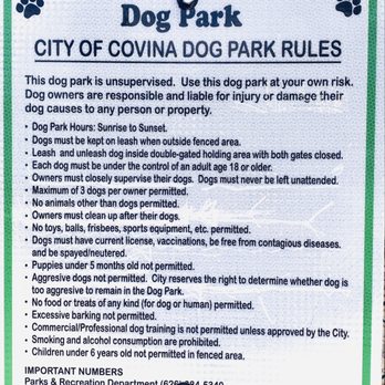 Banna Park - Dog Park Area's Rules - Dog Parks Near Me - Covina, California Banna Park - Dog Park Area's Rules - Dog Parks Near Me - Covina, California