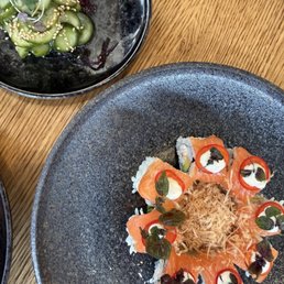 Cucumber Sunomono Smoked Salmon* roll Cucumber Sunomono Smoked Salmon* roll