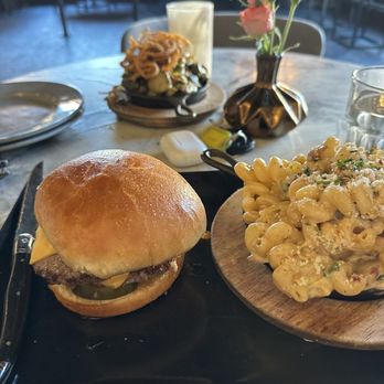 Little Bad Wolf - Bad Burger, Mac & Cheese Side, and Pan-Roasted Brussels Sprouts - American Near Me - Chicago, Illinois Little Bad Wolf - Bad Burger, Mac & Cheese Side, and Pan-Roasted Brussels Sprouts - American Near Me - Chicago, Illinois