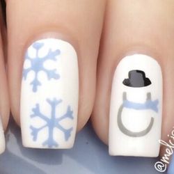 Galaxy Nails - What I wanted white base, blue snowflake.