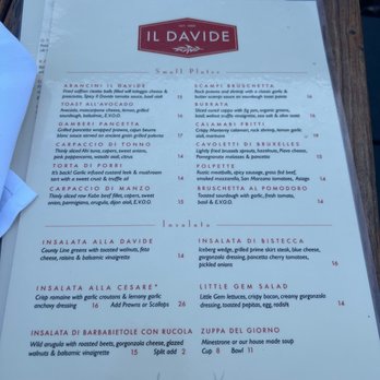 Il Davide - Menu1 - Italian Near Me - San Rafael, California