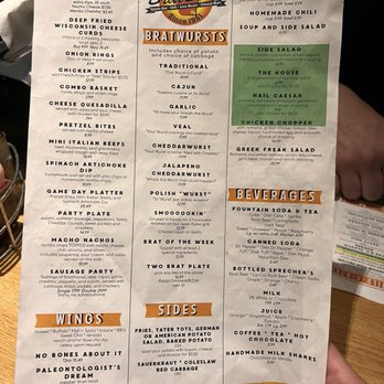 Brat Stop - Menu - Bars Near Me - Kenosha, Wisconsin