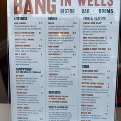 Bang At Wells - Menu- food