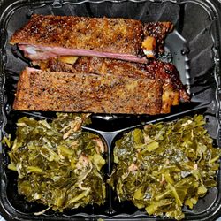 Tommy's BBQ - One meat combo - ribs w/ collard greens.