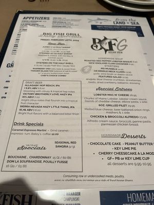 Menu photo 8 Big Fish Grill Ocean View Ocean View, DE