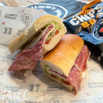 Jimmy John's - The Vito on 8" French bread, cut in half. Added BBQ chips on the side. - Sandwiches Near Me - La Palma, California Jimmy John's - The Vito on 8" French bread, cut in half. Added BBQ chips on the side. - Sandwiches Near Me - La Palma, California