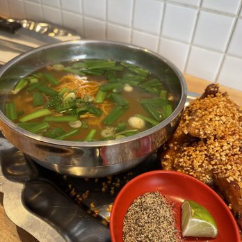 The Boat - Mi ga chien - egg noodle soup with garlic chicken - Vietnamese Near Me - Seattle, Washington The Boat - Mi ga chien - egg noodle soup with garlic chicken - Vietnamese Near Me - Seattle, Washington