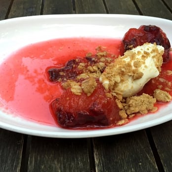 Mildred's Temple Kitchen - 'Sugar Plum' (spice roasted black plums with honey mascarpone, vanilla syrup & toasted oatmeal streusel) - Breakfast & Brunch Near Me - Toronto, Ontario Mildred's Temple Kitchen - 'Sugar Plum' (spice roasted black plums with honey mascarpone, vanilla syrup & toasted oatmeal streusel) - Breakfast & Brunch Near Me - Toronto, Ontario