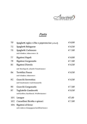 Menu photo 3 Trattoria Aurora Nuremberg, BY Menu photo 3 Trattoria Aurora Nuremberg, BY