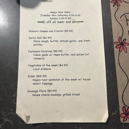 Happy hour specials! Happy hour specials!