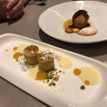 Clarity - Vanilla “Baba au Rhum” rum cake, and Extra Virgin Olive Oil Honey cake - New American Near Me - Vienna, Virginia Clarity - Vanilla “Baba au Rhum” rum cake, and Extra Virgin Olive Oil Honey cake - New American Near Me - Vienna, Virginia