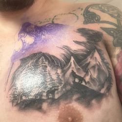 Green Apple Tattoo - Tattoo done in the right areola