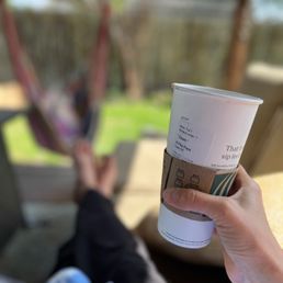 Me back on my deck after my super speedy coffee service