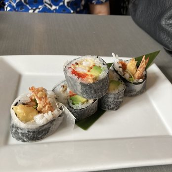 Wasabi Sabi - three sushi rolls on a plate - Sushi Bars Near Me - Winnipeg, Manitoba Wasabi Sabi - three sushi rolls on a plate - Sushi Bars Near Me - Winnipeg, Manitoba