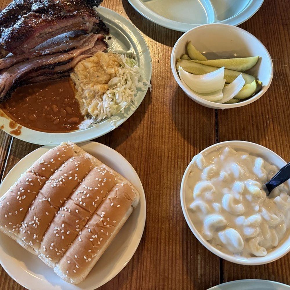 Beef rib and Brisket Combo plate Mac and Cheese