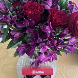 Edible Arrangements - It was a beautiful Edible arrangement for my birthday; I couldn't resist eating one of the hand-dipped chocolate strawberries