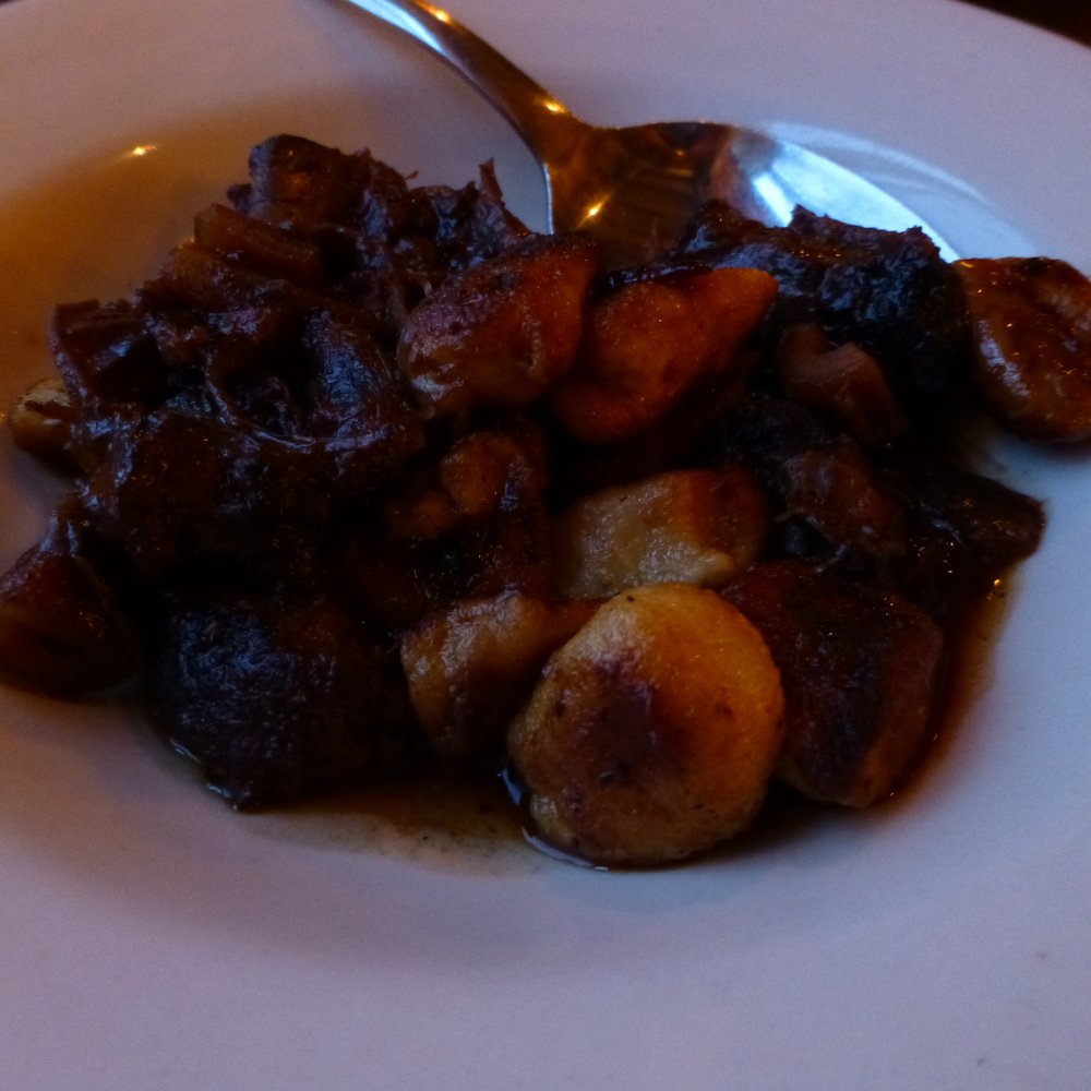 La Morra - Toasted potato gnocchi with braised oxtail and dates $13/$24 4/2013 - Italian Near Me - Brookline, Massachusetts La Morra - Toasted potato gnocchi with braised oxtail and dates $13/$24 4/2013 - Italian Near Me - Brookline, Massachusetts