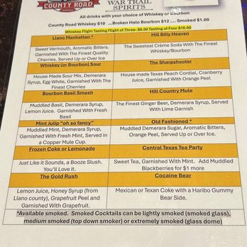 War Trail Spirits - Whiskey/Bourbon Menu - Distilleries Near Me - Llano, Texas War Trail Spirits - Whiskey/Bourbon Menu - Distilleries Near Me - Llano, Texas