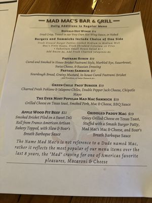 Menu photo 2 Mad Mac Bar & Grill Clearlake Oaks, CA Menu photo 2 Mad Mac Bar & Grill Clearlake Oaks, CA