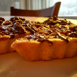 Kyle's - Pecan shortbread chocolate drizzled barquettes
