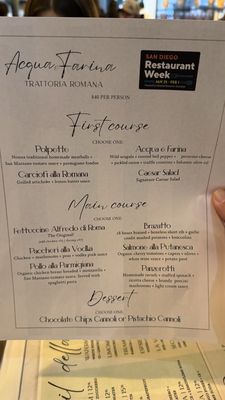 Menu photo 5 Acqua E Farina Chula Vista, CA