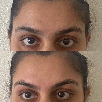 Ideal Threading - top, before. bottom, after. - Threading Services Near Me - Pomona, California