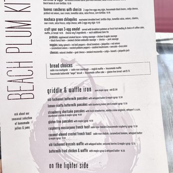 Beach Plum Kitchen - Menu choices 1/2 - New American Near Me - Carlsbad, California