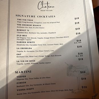 Château - Cocktail list as of Sept 2024 - Cocktail Bars Near Me - Walnut Creek, California Château - Cocktail list as of Sept 2024 - Cocktail Bars Near Me - Walnut Creek, California