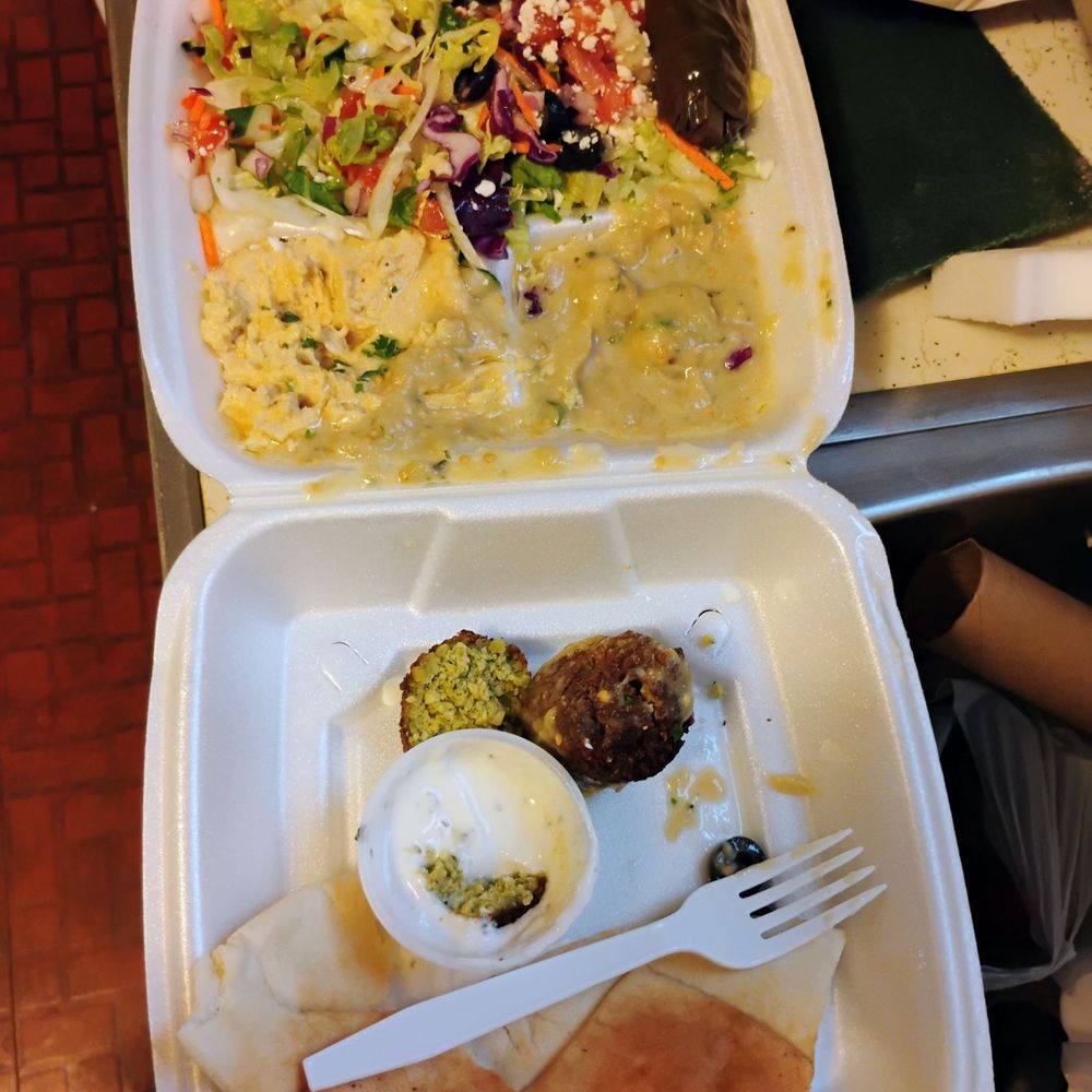 Gyros On Main - Runny eggplant, "hummus", fatoush, Gyro - Falafel Near Me - Covington, Kentucky