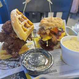 CHICKEN & WAFFLE BUTTERED BISCUIT