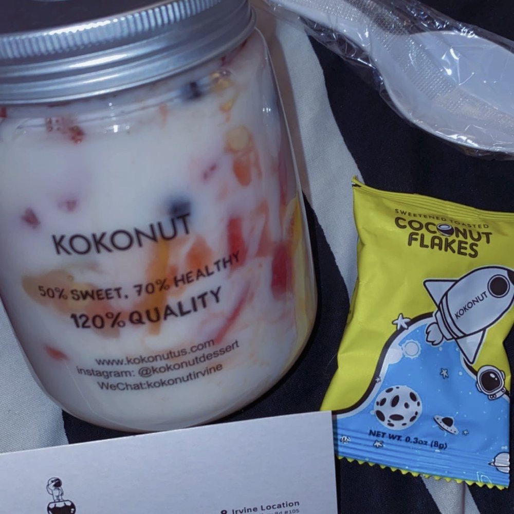 KOKONUT - Duke Bakery - in the bag- Coconut Pudding w/ Mixed Fruit + 1 Packet Shredded Coconut (included with each dessert) (o) - Desserts Near Me - Irvine, California KOKONUT - Duke Bakery - in the bag- Coconut Pudding w/ Mixed Fruit + 1 Packet Shredded Coconut (included with each dessert) (o) - Desserts Near Me - Irvine, California