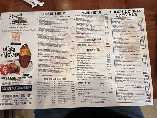 Menu photo 4 El Rinconcito De Santa Barbara Hialeah, FL