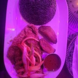 Basa fish with sweet plantains & black rice Basa fish with sweet plantains & black rice