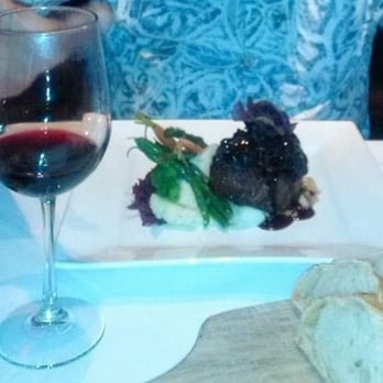 Dewz Restaurant - Filet Minion with purple potato crisps, sauteed veggies and mashed potatoes paired with a hearty merlot. - New American Near Me - Modesto, California